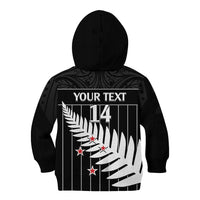 Custom New Zealand Silver Fern Cricket Kid Hoodie Aotearoa Maori Go Black Cap