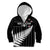 Custom New Zealand Silver Fern Cricket Kid Hoodie Aotearoa Maori Go Black Cap