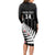 Custom New Zealand Silver Fern Cricket Long Sleeve Bodycon Dress Aotearoa Maori Go Black Cap