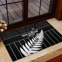 Custom New Zealand Silver Fern Cricket Rubber Doormat Aotearoa Maori Go Black Cap LT14 - Polynesian Pride