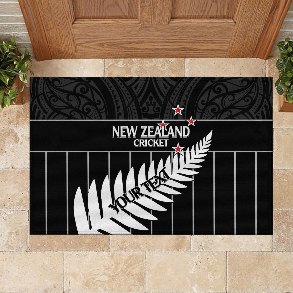 Custom New Zealand Silver Fern Cricket Rubber Doormat Aotearoa Maori Go Black Cap LT14 - Polynesian Pride