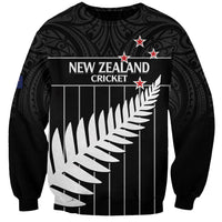 Custom New Zealand Silver Fern Cricket Sweatshirt Aotearoa Maori Go Black Cap LT14 Unisex Black - Polynesian Pride