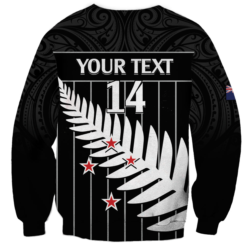 Custom New Zealand Silver Fern Cricket Sweatshirt Aotearoa Maori Go Black Cap LT14 - Polynesian Pride