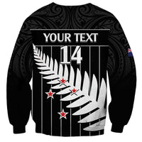 Custom New Zealand Silver Fern Cricket Sweatshirt Aotearoa Maori Go Black Cap LT14 - Polynesian Pride