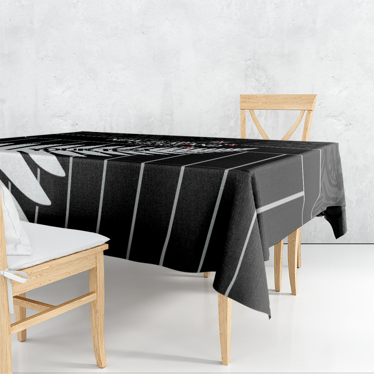 Custom New Zealand Silver Fern Cricket Tablecloth Aotearoa Maori Go Black Cap LT14 - Polynesian Pride