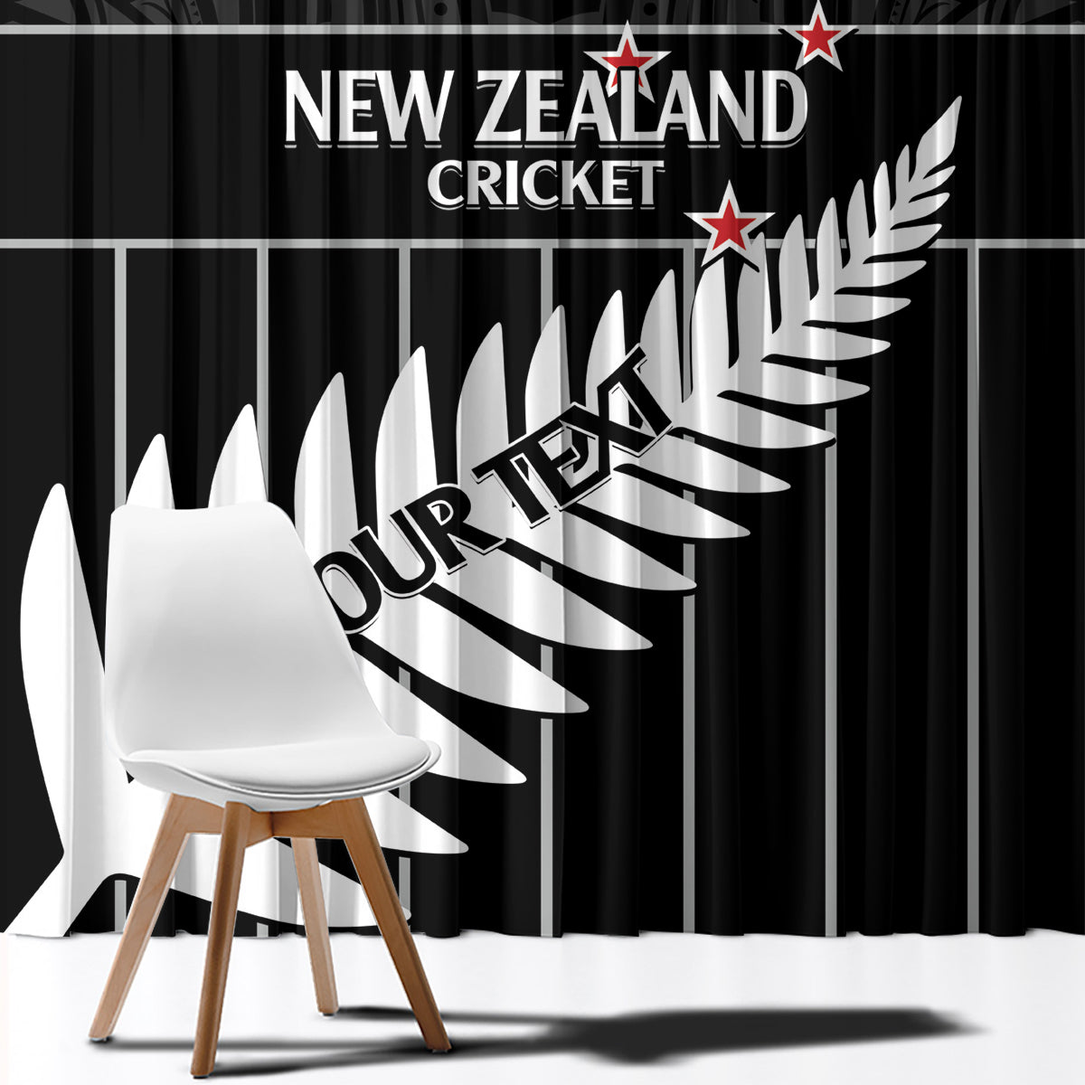 Custom New Zealand Silver Fern Cricket Window Curtain Aotearoa Maori Go Black Cap LT14 - Polynesian Pride