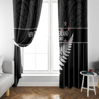 Custom New Zealand Silver Fern Cricket Window Curtain Aotearoa Maori Go Black Cap LT14 - Polynesian Pride