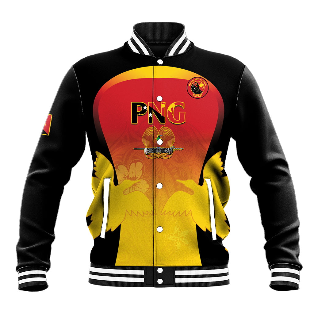 Custom Papua New Guinea Cricket Baseball Jacket 2024 Go PNG LT14 Unisex Black - Polynesian Pride