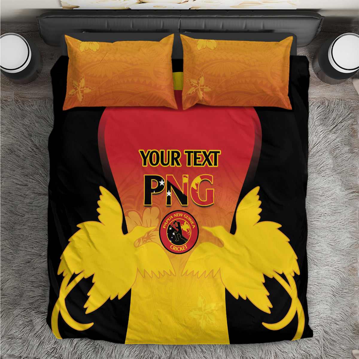 Custom Papua New Guinea Cricket Bedding Set 2024 Go PNG LT14 Black - Polynesian Pride
