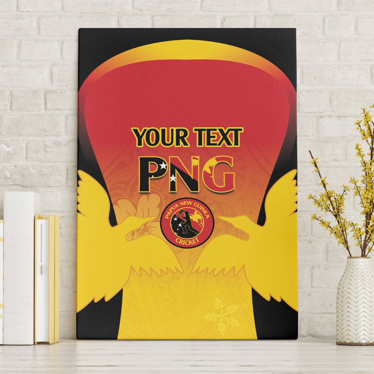 Custom Papua New Guinea Cricket Canvas Wall Art 2024 Go PNG LT14 Without Frame Black - Polynesian Pride