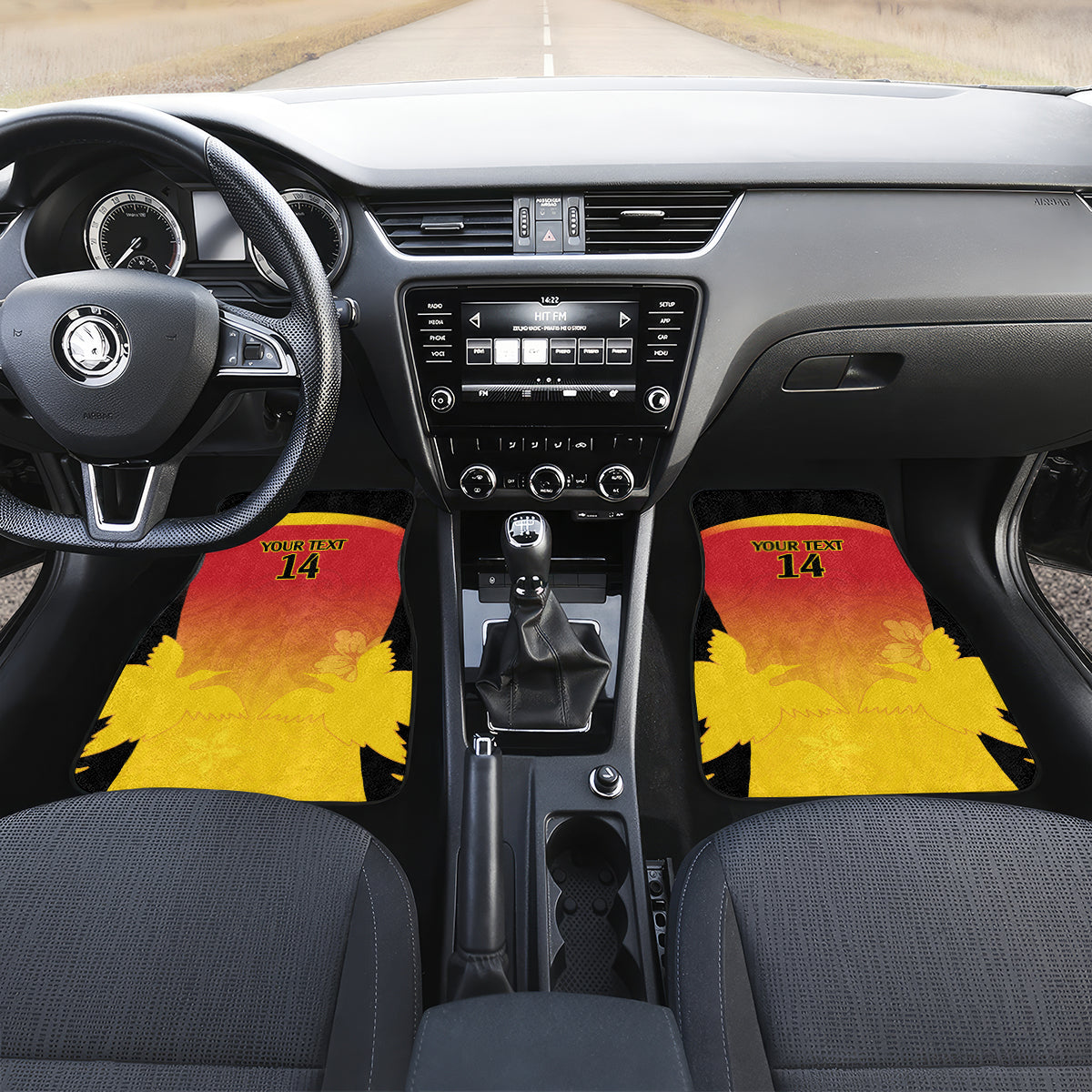 Custom Papua New Guinea Cricket Car Mats 2024 Go PNG LT14 Set 2pcs - Front Black - Polynesian Pride