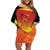 Custom Papua New Guinea Cricket Family Matching Off Shoulder Short Dress and Hawaiian Shirt 2024 Go PNG