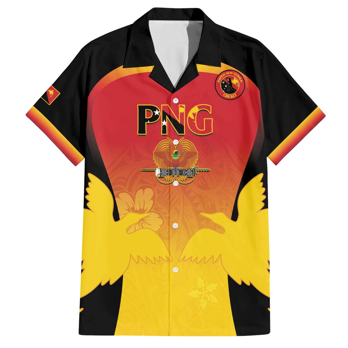 Custom Papua New Guinea Cricket Hawaiian Shirt 2024 Go PNG LT14 Black - Polynesian Pride