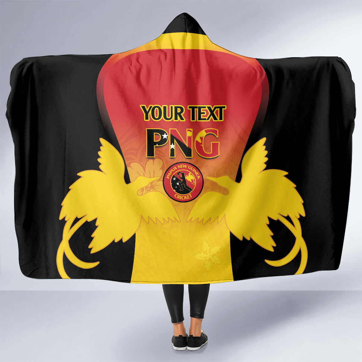 Custom Papua New Guinea Cricket Hooded Blanket 2024 Go PNG LT14 - Polynesian Pride
