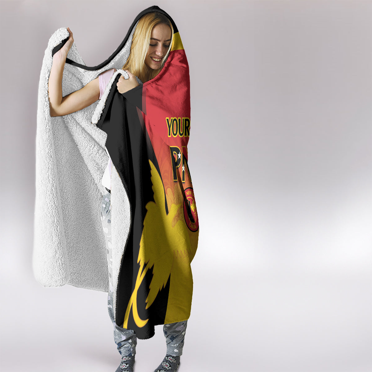 Custom Papua New Guinea Cricket Hooded Blanket 2024 Go PNG LT14 - Polynesian Pride