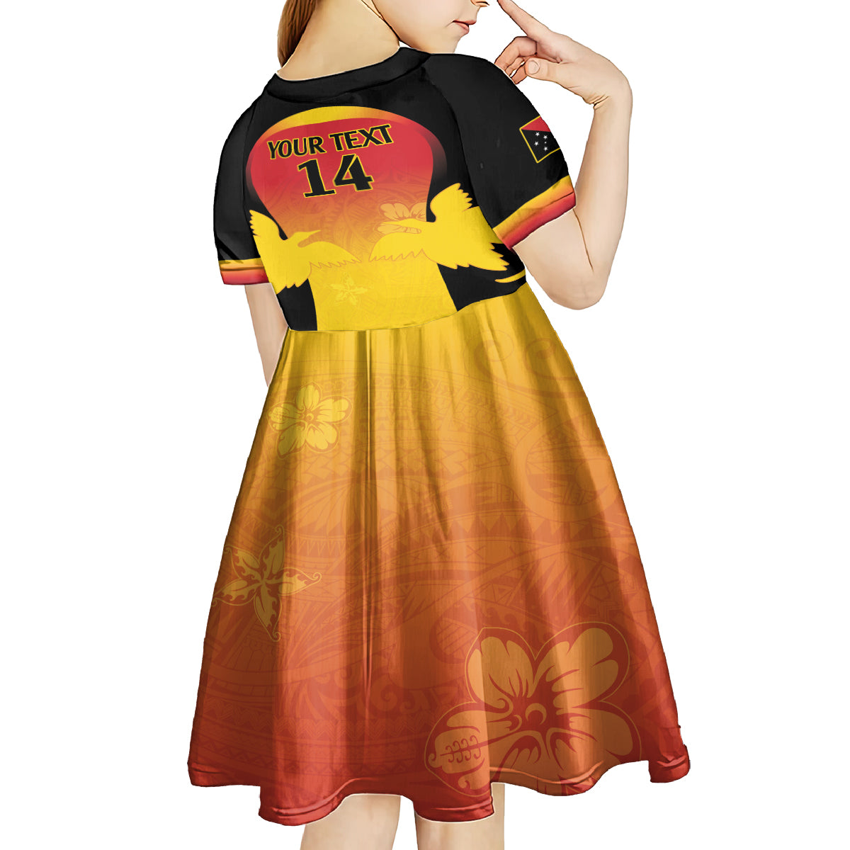 Custom Papua New Guinea Cricket Kid Short Sleeve Dress 2024 Go PNG LT14 - Polynesian Pride