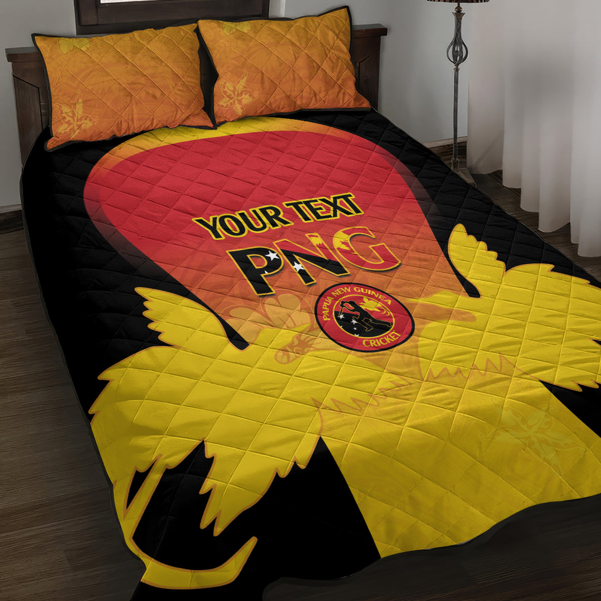 Custom Papua New Guinea Cricket Quilt Bed Set 2024 Go PNG LT14 Black - Polynesian Pride