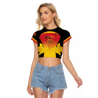 Custom Papua New Guinea Cricket Raglan Cropped T Shirt 2024 Go PNG