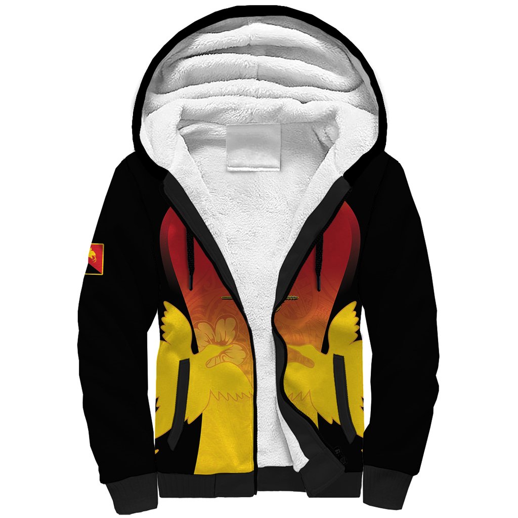 Custom Papua New Guinea Cricket Sherpa Hoodie 2024 Go PNG LT14 Unisex Black - Polynesian Pride