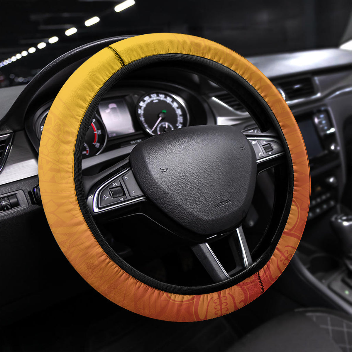 Papua New Guinea Cricket Steering Wheel Cover 2024 Go PNG LT14 Universal Fit Black - Polynesian Pride