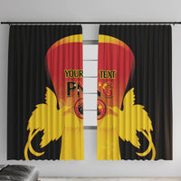 Custom Papua New Guinea Cricket Window Curtain 2024 Go PNG LT14 With Hooks Black - Polynesian Pride