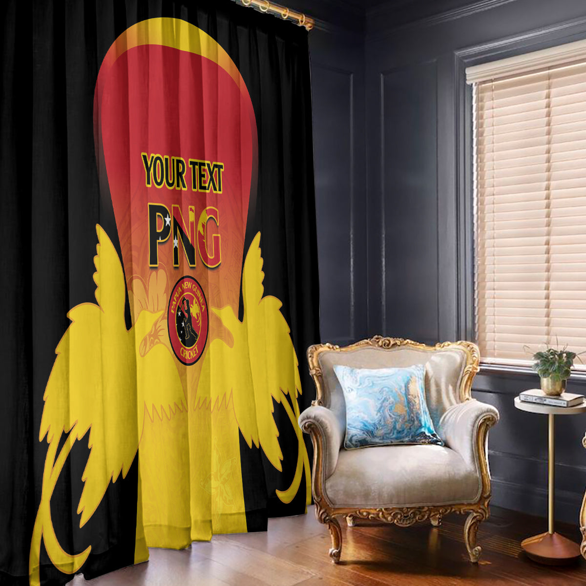 Custom Papua New Guinea Cricket Window Curtain 2024 Go PNG LT14 - Polynesian Pride