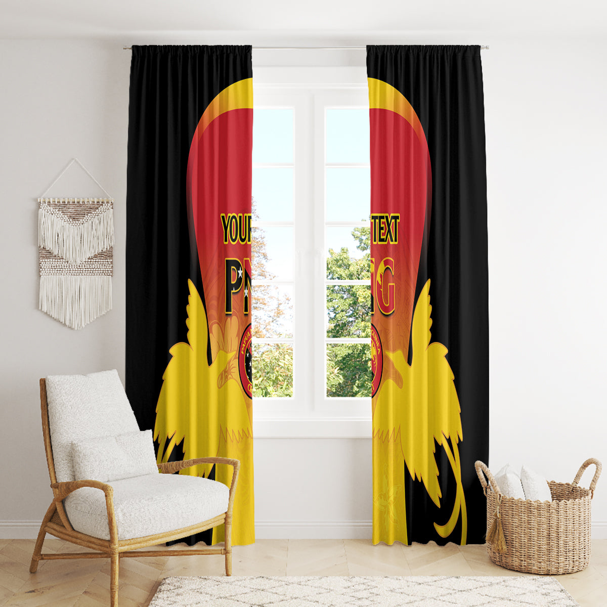 Custom Papua New Guinea Cricket Window Curtain 2024 Go PNG LT14 - Polynesian Pride