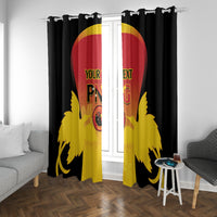 Custom Papua New Guinea Cricket Window Curtain 2024 Go PNG LT14 With Grommets Black - Polynesian Pride