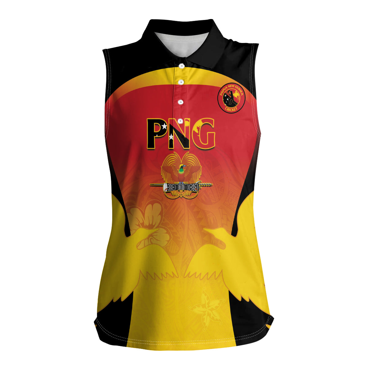 Custom Papua New Guinea Cricket Women Sleeveless Polo Shirt 2024 Go PNG