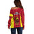 New Caledonia Rugby Off Shoulder Sweater Coat Of Arms Mix Polynesian Pattern LT14 - Polynesian Pride