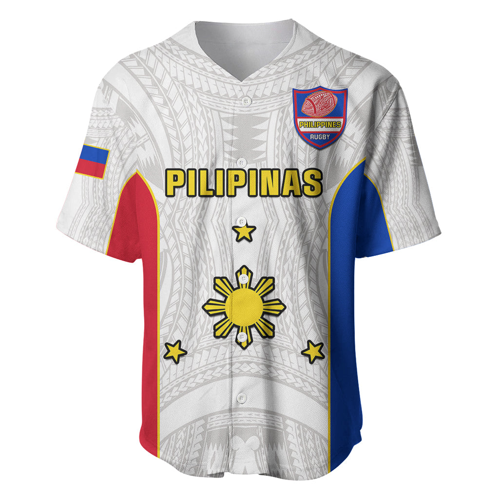 Personalised Philippines Rugby Baseball Jersey Pacific Pilipinas Go Tamaraws LT14 White - Polynesian Pride