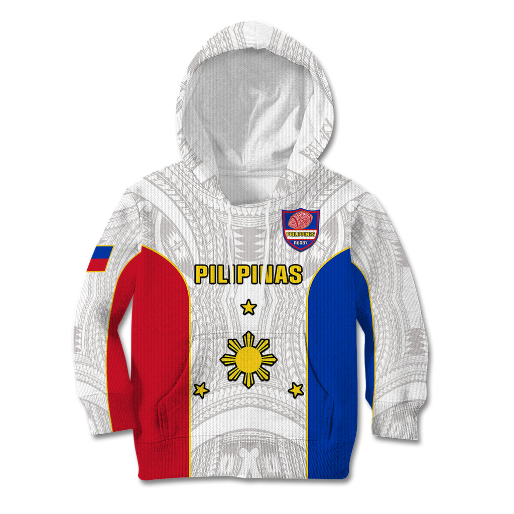Personalised Philippines Rugby Kid Hoodie Pacific Pilipinas Go Tamaraws LT14 Hoodie White - Polynesian Pride