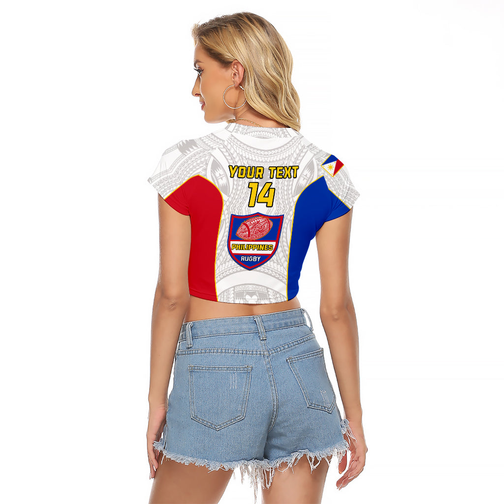 Personalised Philippines Rugby Raglan Cropped T Shirt Pacific Pilipinas Go Tamaraws LT14 - Polynesian Pride