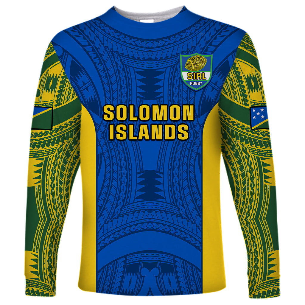 Solomon Islands Rugby Long Sleeve Shirt Pacific Go Solies LT14 Unisex Blue - Polynesian Pride