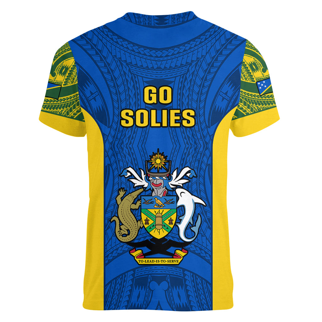 Solomon Islands Rugby Women V Neck T Shirt Pacific Go Solies LT14 - Polynesian Pride
