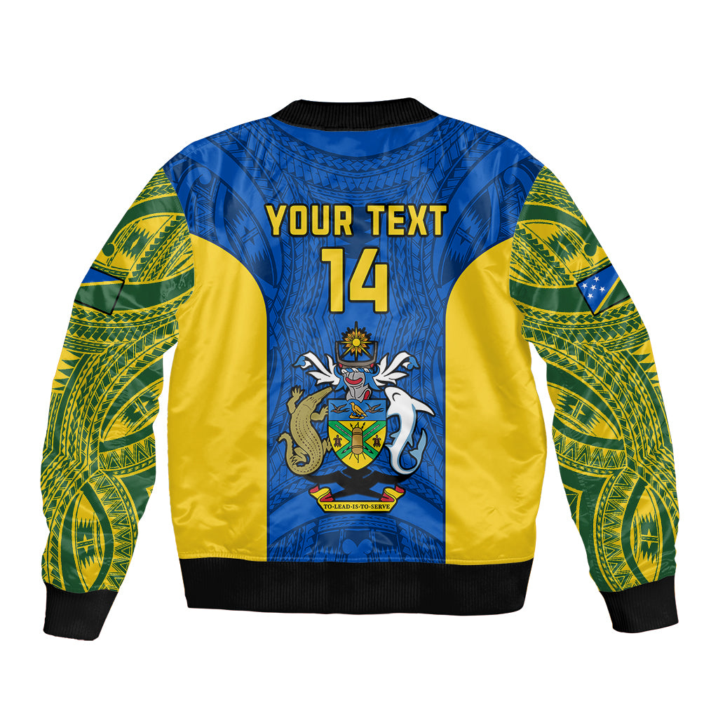 Personalised Solomon Islands Rugby Sleeve Zip Bomber Jacket Pacific Go Solies LT14 - Polynesian Pride