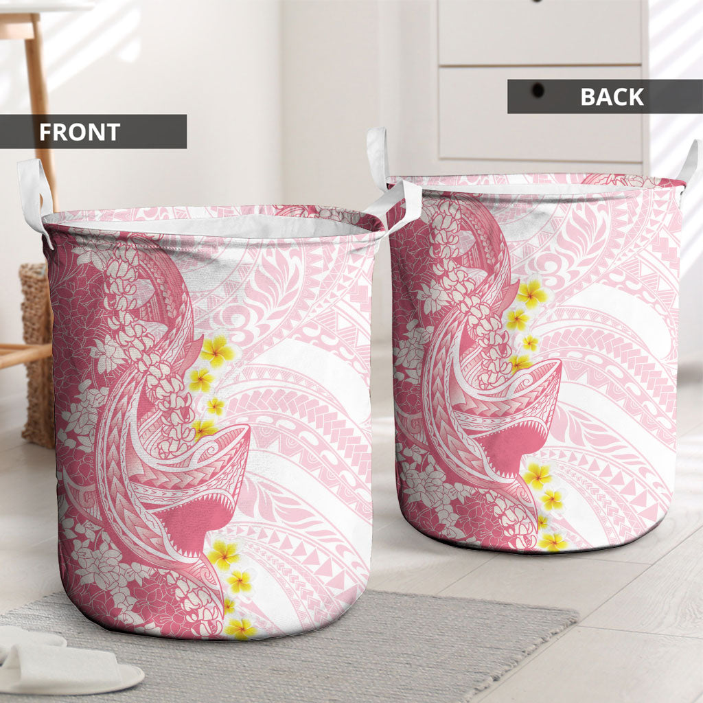 Pink Hawaii Shark Tattoo Laundry Basket Puakenikeni Lei Plumeria Polynesian Pattern LT14 - Polynesian Pride