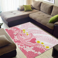Pink Hawaii Shark Tattoo Area Rug Puakenikeni Lei Plumeria Polynesian Pattern LT14 - Polynesian Pride