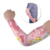 Pink Hawaii Shark Tattoo Arm Sleeves Puakenikeni Lei Plumeria Polynesian Pattern LT14 Set of 2 Pink - Polynesian Pride