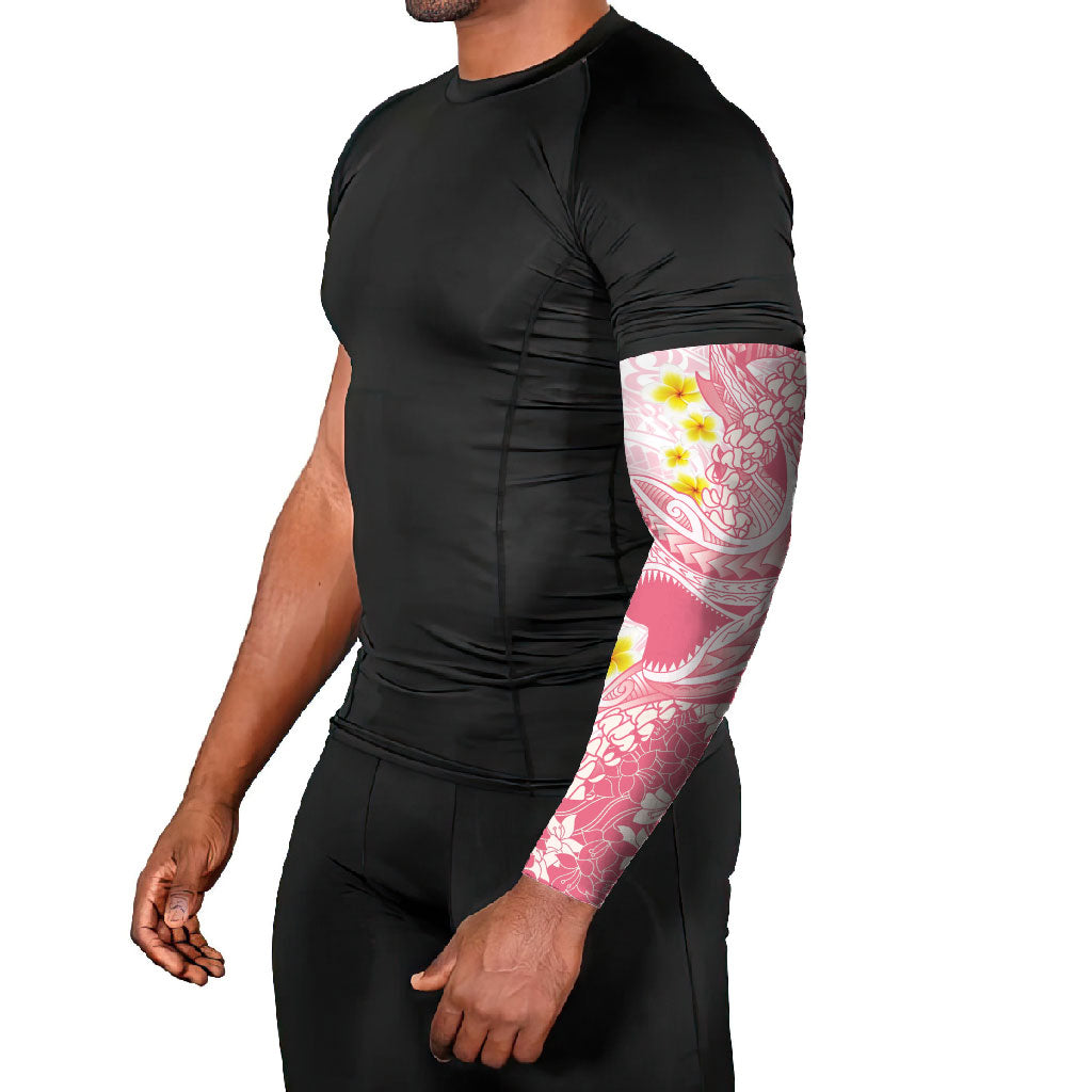 Pink Hawaii Shark Tattoo Arm Sleeves Puakenikeni Lei Plumeria Polynesian Pattern LT14 - Polynesian Pride