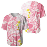 Pink Hawaii Shark Tattoo Baseball Jersey Puakenikeni Lei Plumeria Polynesian Pattern LT14 - Polynesian Pride