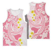 Pink Hawaii Shark Tattoo Basketball Jersey Puakenikeni Lei Plumeria Polynesian Pattern LT14 - Polynesian Pride