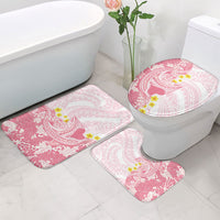 Pink Hawaii Shark Tattoo Bathroom Set Puakenikeni Lei Plumeria Polynesian Pattern LT14 - Polynesian Pride