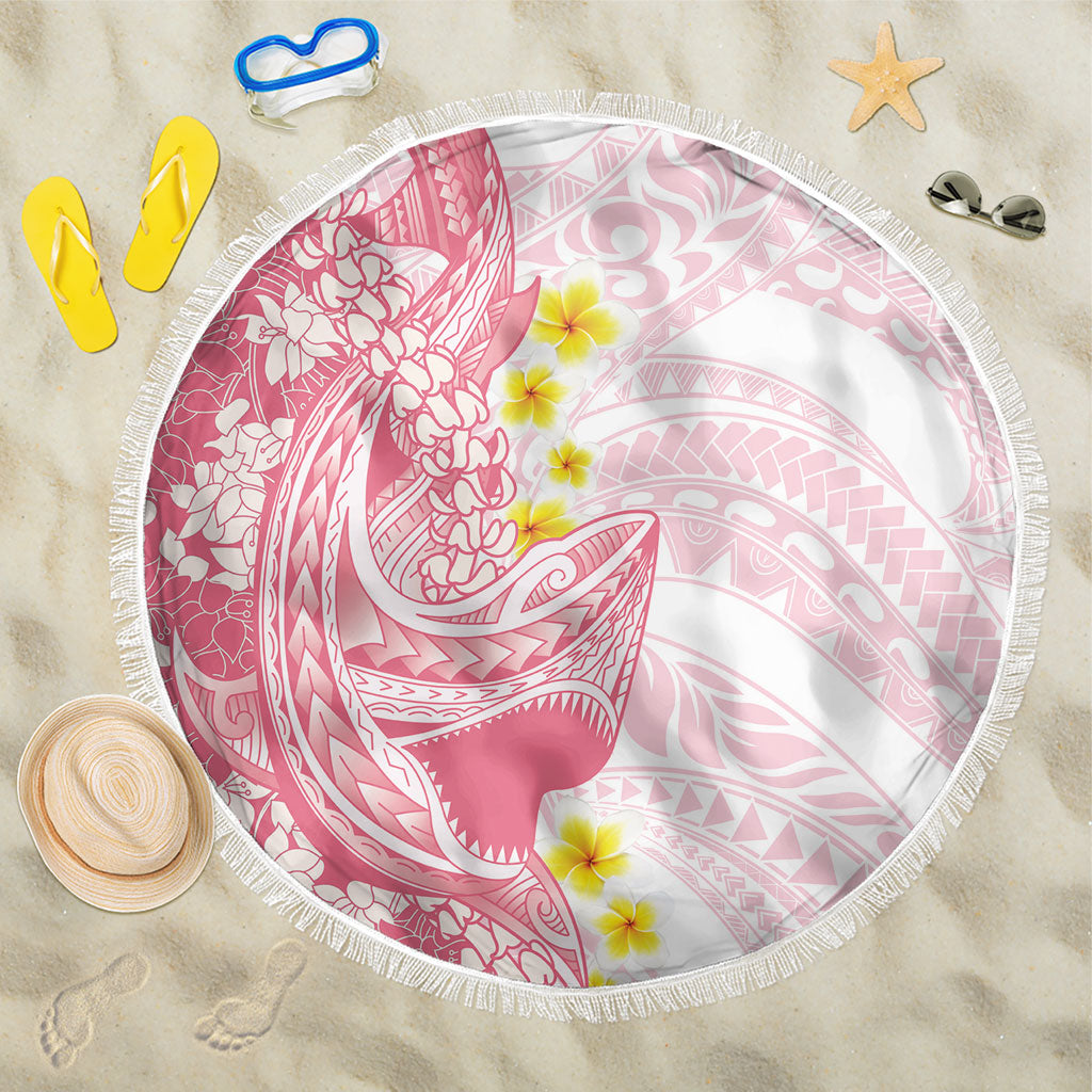 Pink Hawaii Shark Tattoo Beach Blanket Puakenikeni Lei Plumeria Polynesian Pattern LT14 One Size 150cm Pink - Polynesian Pride