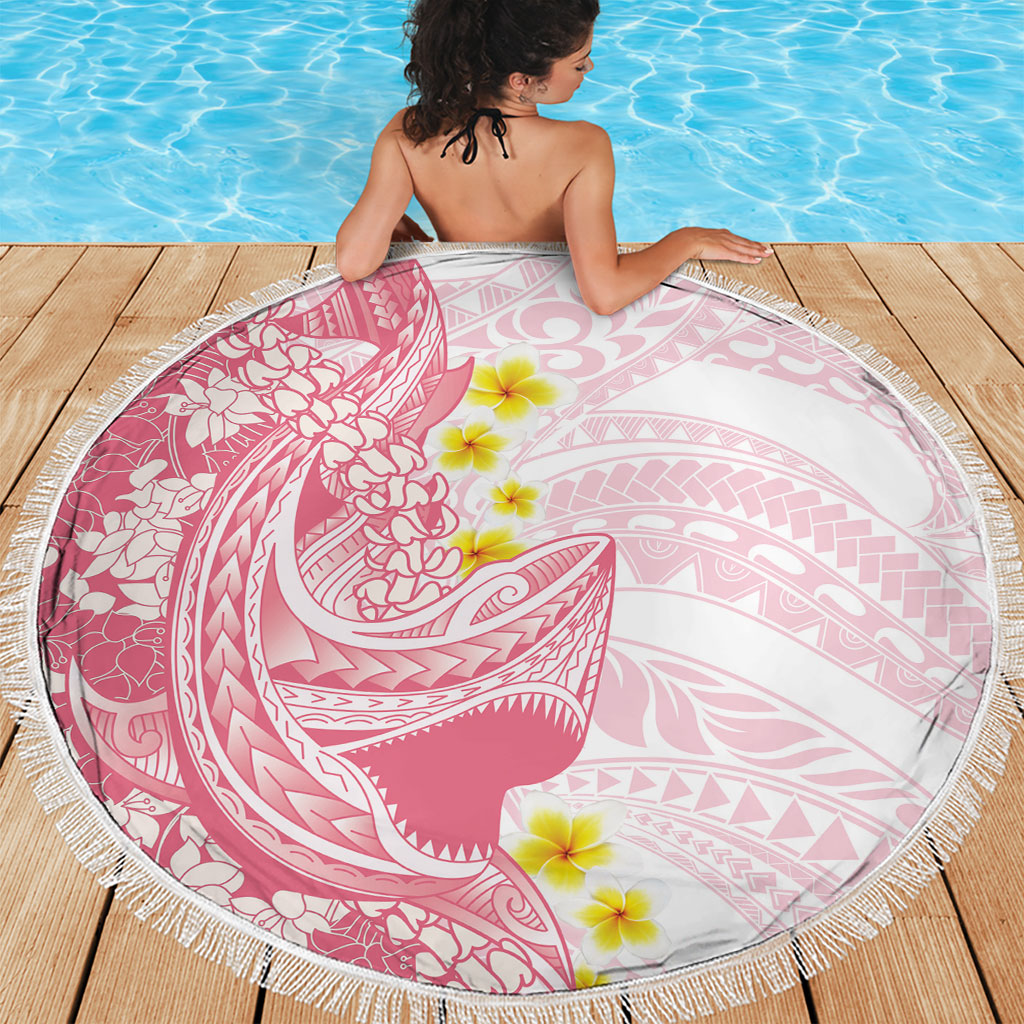 Pink Hawaii Shark Tattoo Beach Blanket Puakenikeni Lei Plumeria Polynesian Pattern LT14 - Polynesian Pride