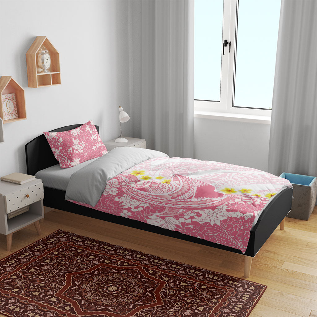 Pink Hawaii Shark Tattoo Bedding Set Puakenikeni Lei Plumeria Polynesian Pattern LT14 - Polynesian Pride