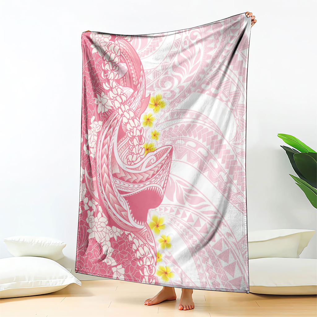 Pink Hawaii Shark Tattoo Blanket Puakenikeni Lei Plumeria Polynesian Pattern LT14 - Polynesian Pride