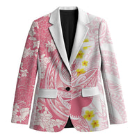 Pink Hawaii Shark Tattoo Blazer Puakenikeni Lei Plumeria Polynesian Pattern LT14 Unisex Pink - Polynesian Pride
