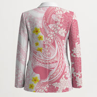 Pink Hawaii Shark Tattoo Blazer Puakenikeni Lei Plumeria Polynesian Pattern LT14 - Polynesian Pride