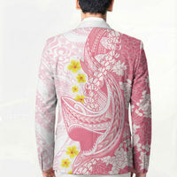 Pink Hawaii Shark Tattoo Blazer Puakenikeni Lei Plumeria Polynesian Pattern LT14 - Polynesian Pride